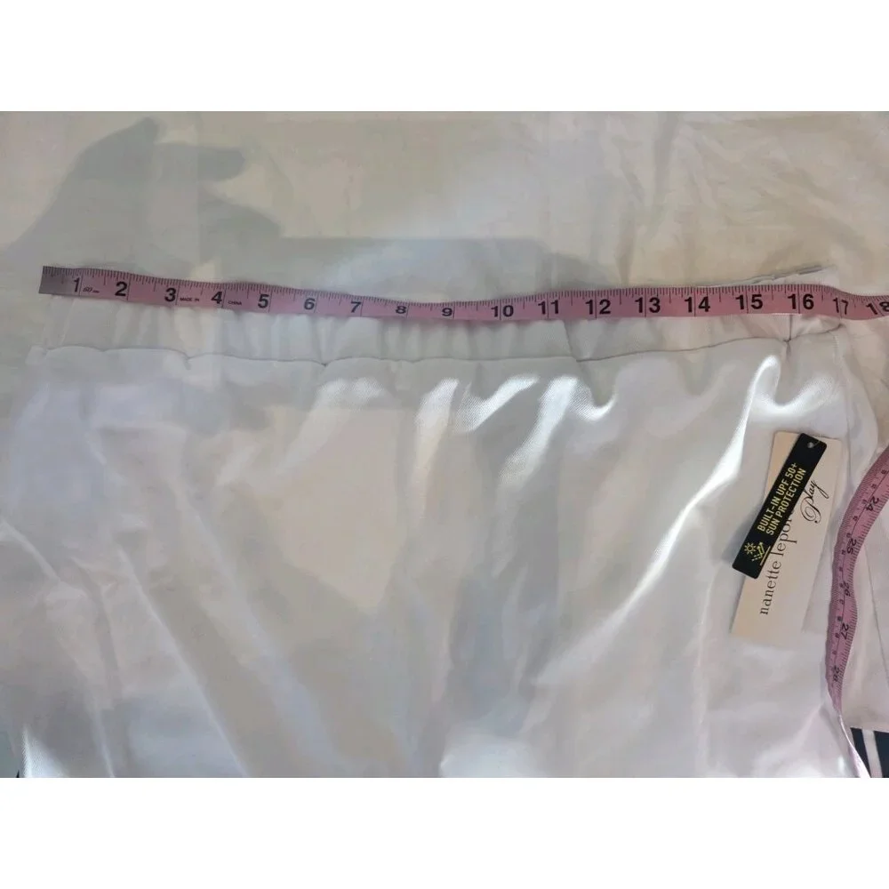 Nanette Lepore Play Tennis Golf Skorts White W Black Stripes Mini L/XL‎ NWT